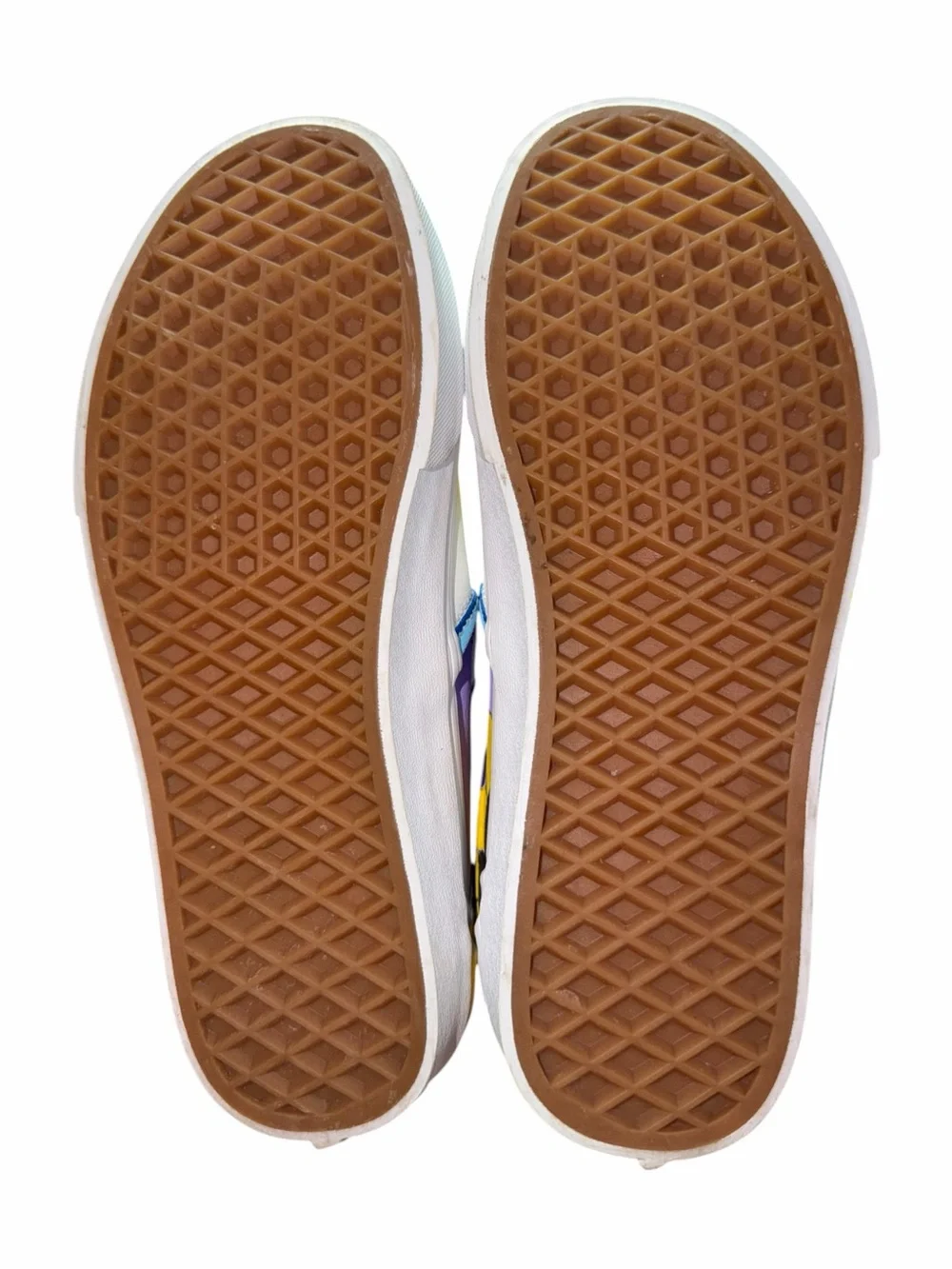Vans Women’s White Custom Hand Painted Yellow Sunflower Slip-On Shoes 8.5